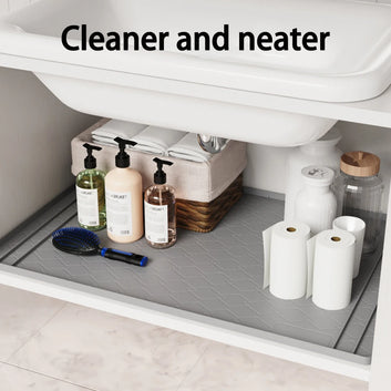 Waterproof Under Sink Mat 34in*22in, Waterproof Under Mat for Kitchen Sink Bottom, Silicone Under Sink Liner Tray