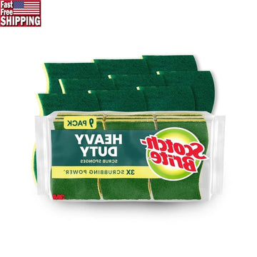 Heavy Duty Scrub Sponges 9 Pack 3X Scrubbing Power Long Lasting Kitchen Cleaning Sponges Pots Pans Grills Recycled Material