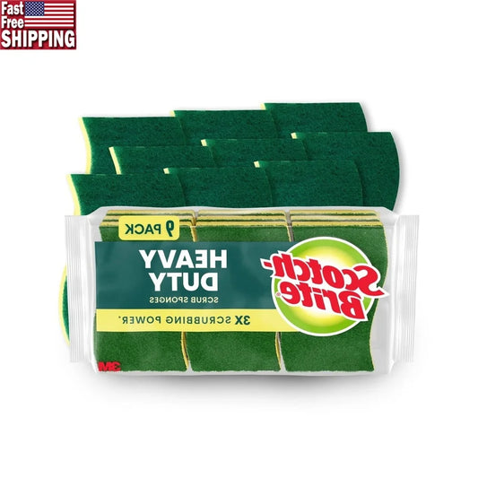 Heavy Duty Scrub Sponges 9 Pack 3X Scrubbing Power Long Lasting Kitchen Cleaning Sponges Pots Pans Grills Recycled Material