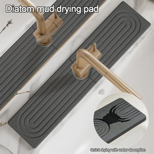 2pcs/set Diatomite Faucet Draining Mat Non-Slip Splash Drying Mat Multi-function Non-Slip Absorbent Pad