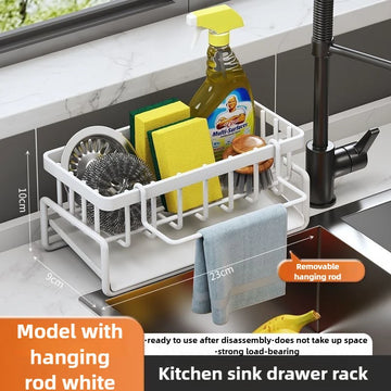 Kitchen Accessories No-Punch Wall Mounted Organizer Dish & Sink Shelf Kitchen Shelf Rag Storage Drainage Shelf No-Punch Storage