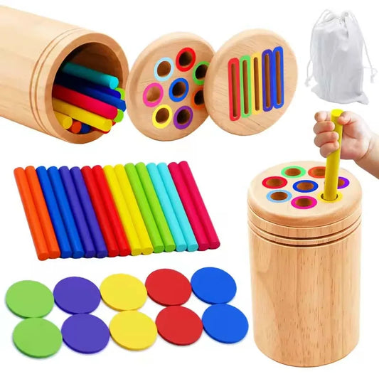 New Montessori Wooden Toys Color Sorting Fine Motor Toys Shape Matching Sensory Toys Early Educational Puzzle Toys For Toddlers