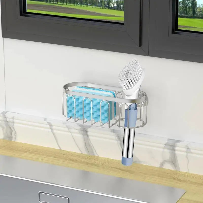 Sponge Drain Rack No Punch Removable Suction Cup Sponge Brush Holder Organizer Storage Holder Utensil Drying Rack For Bathroom