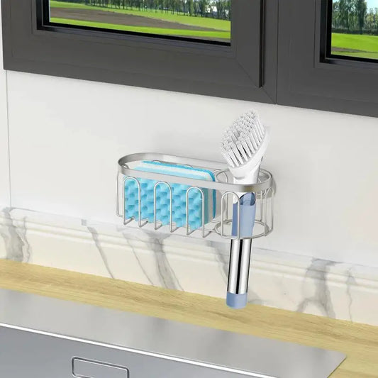 Sponge Drain Rack No Punch Removable Suction Cup Sponge Brush Holder Organizer Storage Holder Utensil Drying Rack For Bathroom