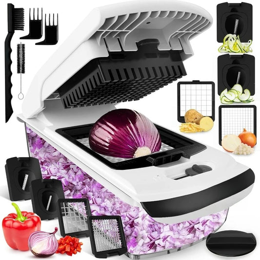Vegetable Chopper and Spiralizer - Food Chopper with Container, Fruit Slicer, Kitchen Gadgets & Accessories, Home Essen