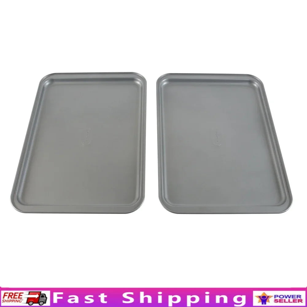 2 Pack Nonstick Baking Sheet Durable Carbon Steel Oven Safe Easy Clean Perfect Baking Roasting Cooking